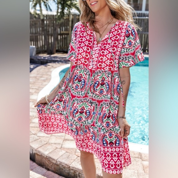 Boho Mini Dress Embrace Summer Vibes - Picture 2 of 7